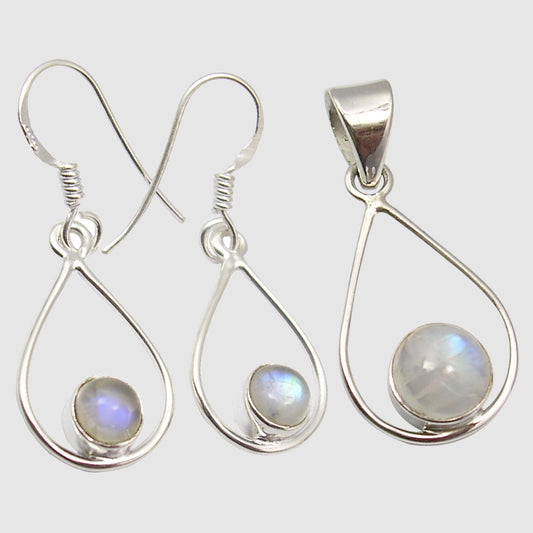 Rainbow Moonstone Sterling Silver Earrings
