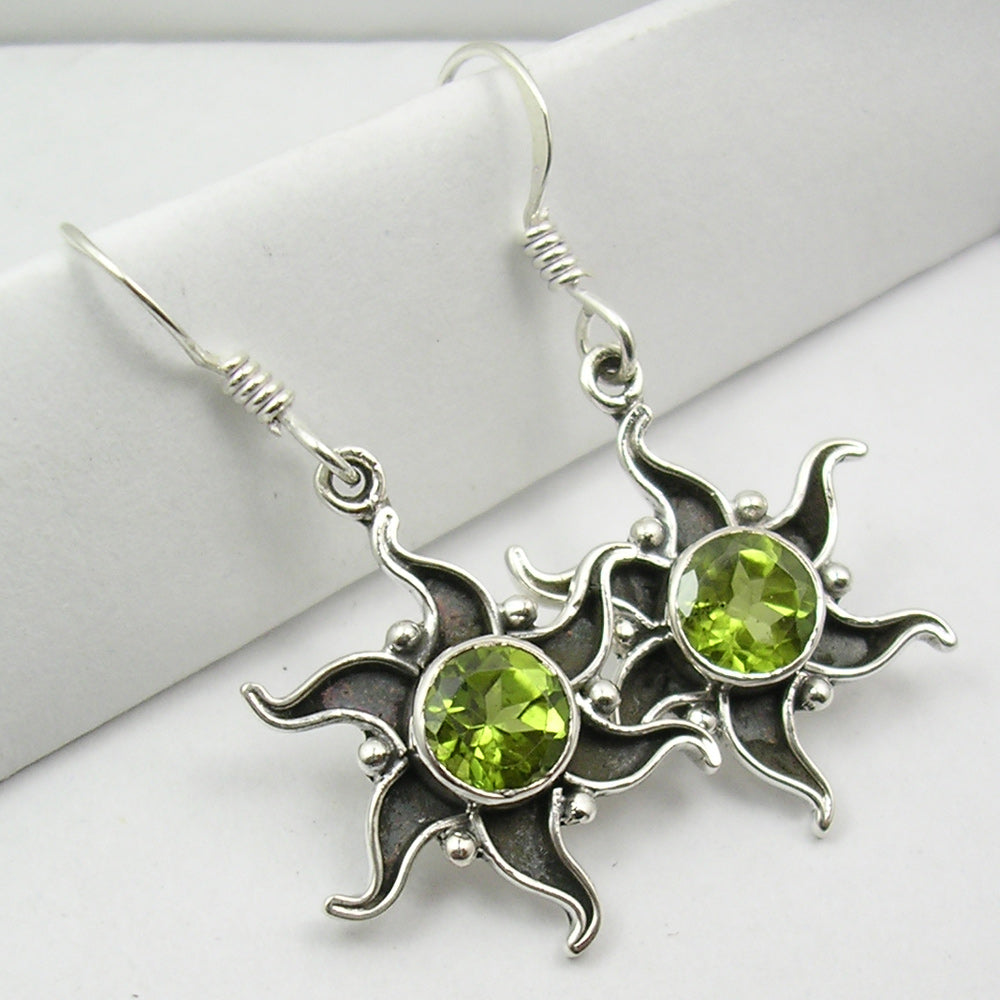 Peridot Sterling Star Silver Earrings