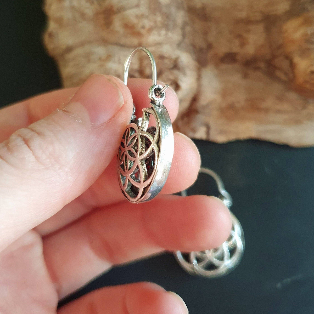 Boho Seed of Life Silver Earrings; Ethnic, Geometric, Small, Rustic, Yoga, Hippie, Gypsy, Pretty, Ssy, Boho, Bohemian, Festival