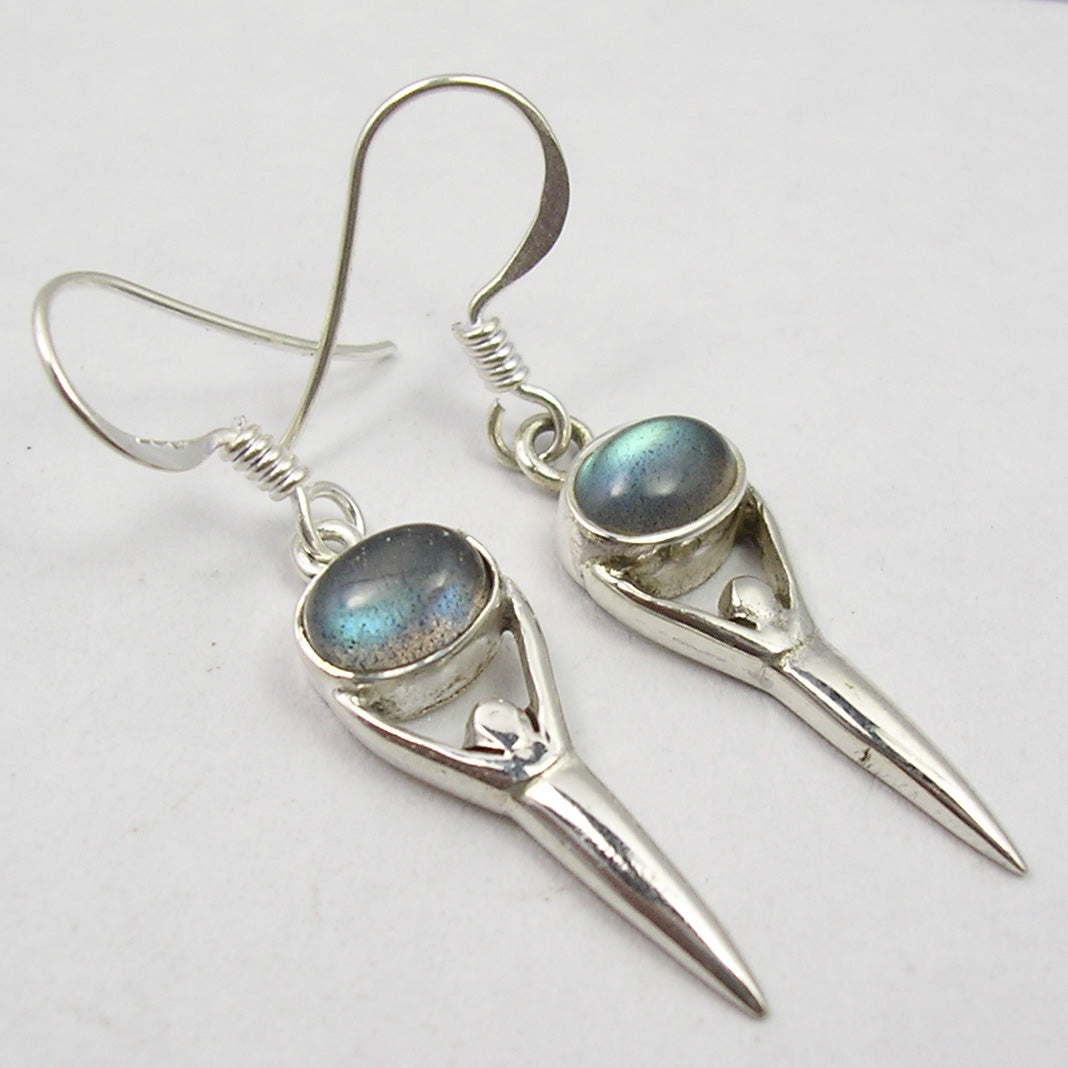 Labradorite Sterling Goddess Silver Earrings