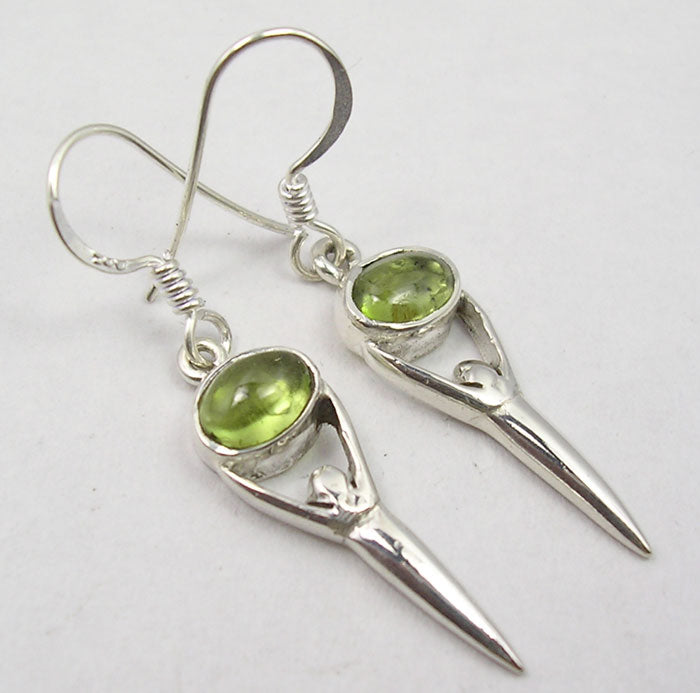 Peridot Sterling Goddess Silver Earrings