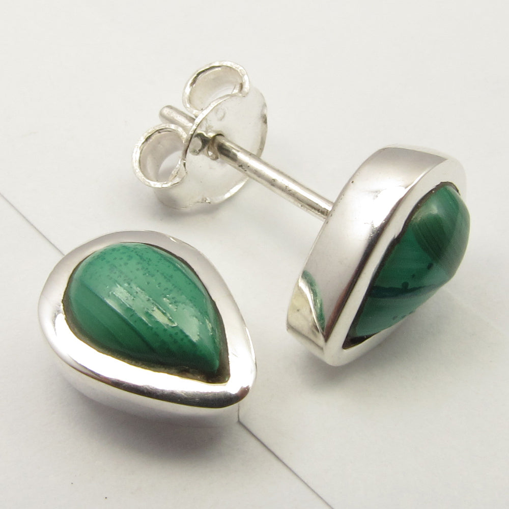 Sterling Silver Malachite Studs