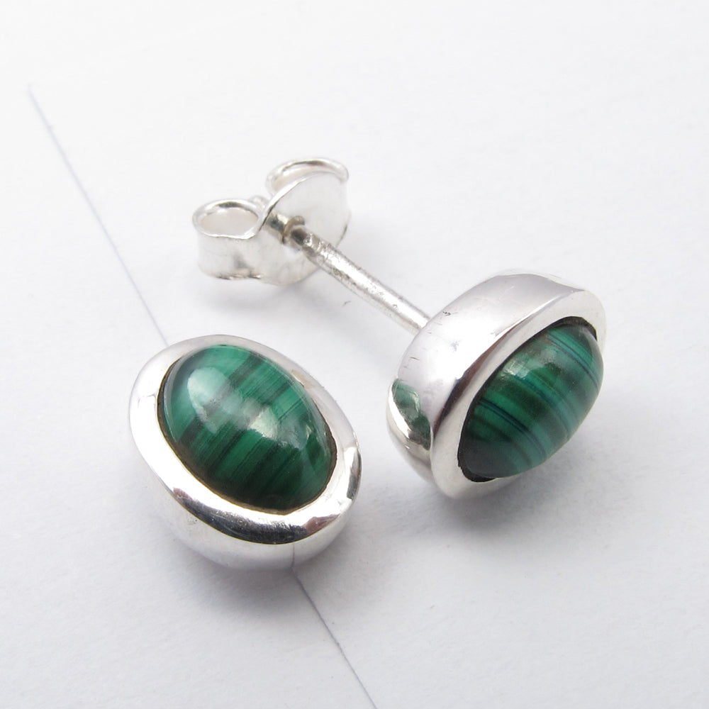 Sterling Silver Malachite Studs