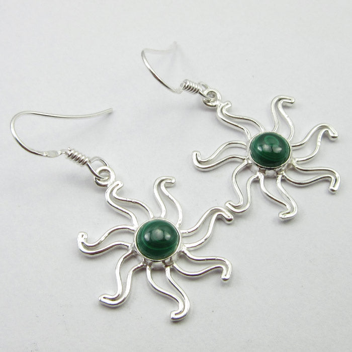 Malachite Sun Sterling Silver Earrings