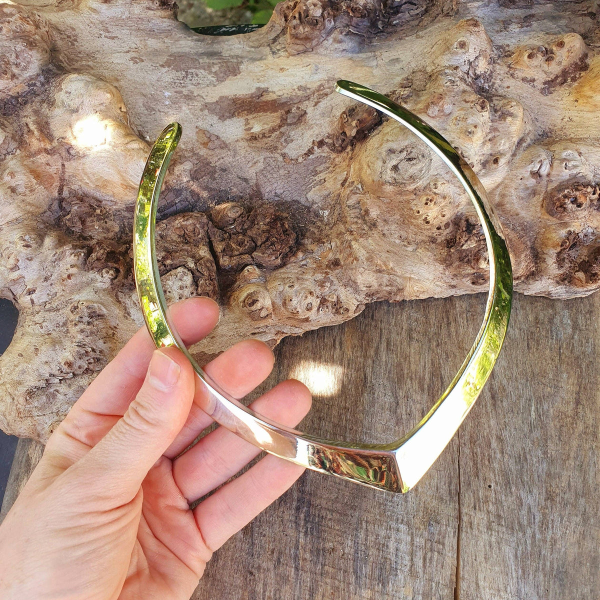 Golden Choker Brass Necklace / Classic Design / Rustic / Gypsy / Lightweight / Boho / Tribal / Hippie / Rustic / Vegan / Aztec