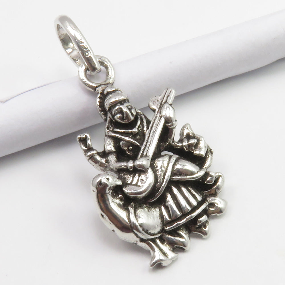 Sterling Silver Saraswati Pendant