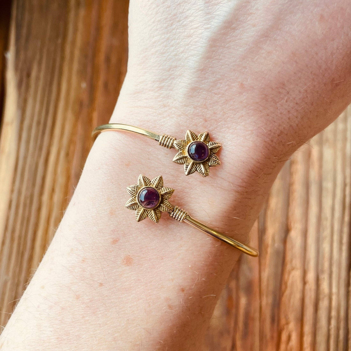 Moonstone Flower Boho Brass Bracelet / Adjustable / Gold Bangle / Ethnic / Rustic / Bohemian / Hippie / Gypsy / Psy / Bohemian Jewelery