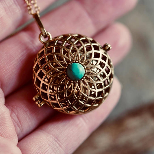 Turquoise Bola Necklace for Pregnant Woman, Baby Shower Gift, Gift Box Option, Musical Necklace