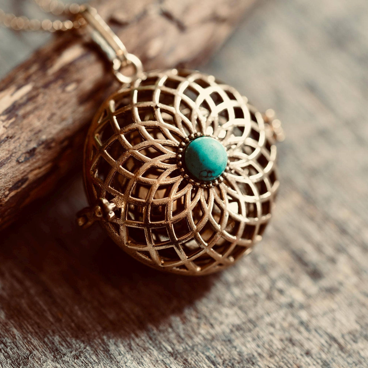 Turquoise Bola Necklace for Pregnant Woman, Baby Shower Gift, Gift Box Option, Musical Necklace