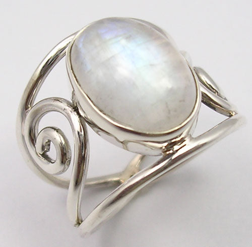 Rainbow Moonstone Sterling Silver Ring