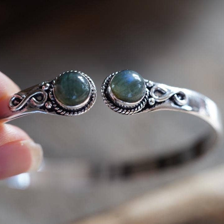 Labradorite Silver Cuff Bracelet, Spiritual Bracelet, Boho Silver Bangle, Statement Cuff, Feminine Jewellery, Gift for Her