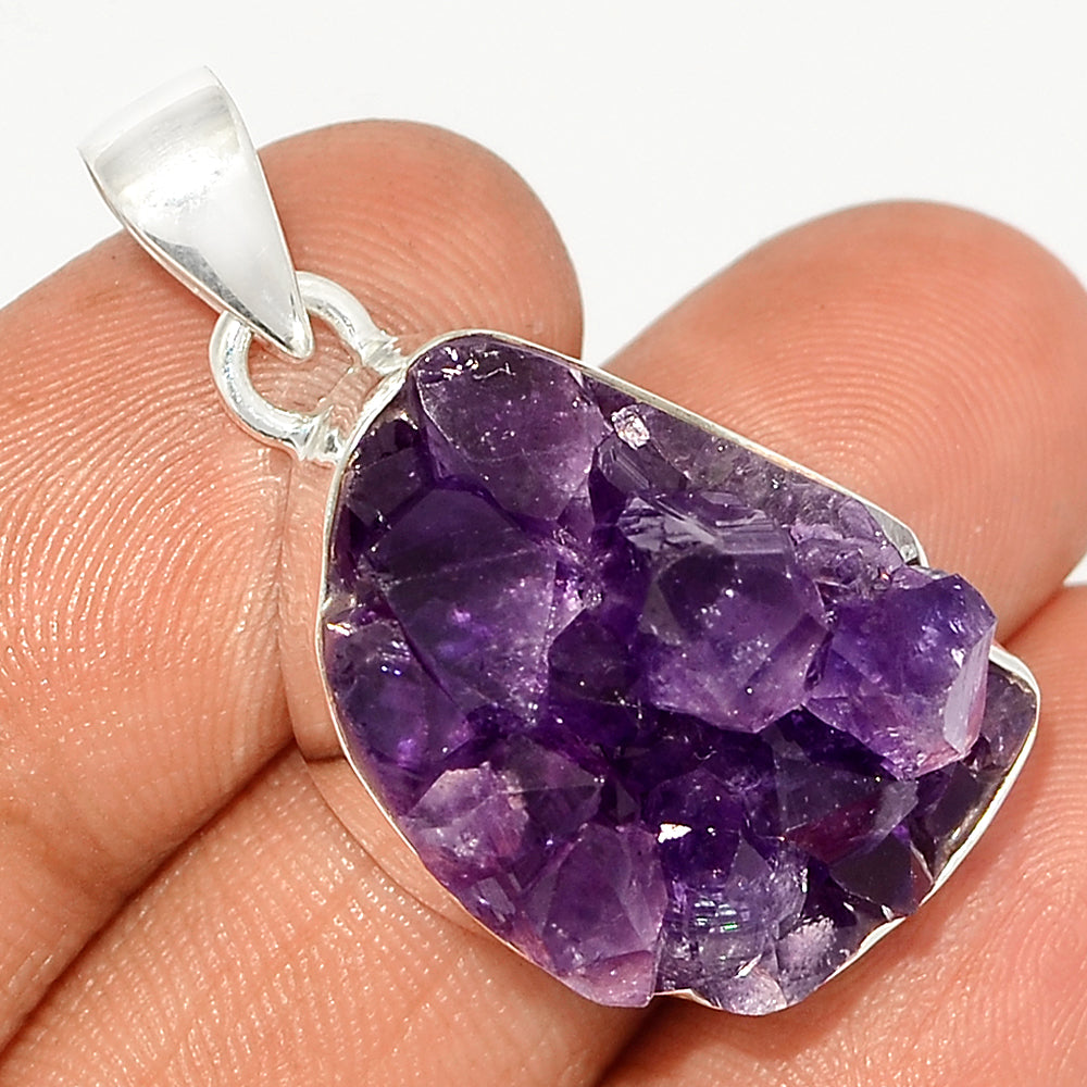 Sterling Silver Amethyst Druzy Pendant