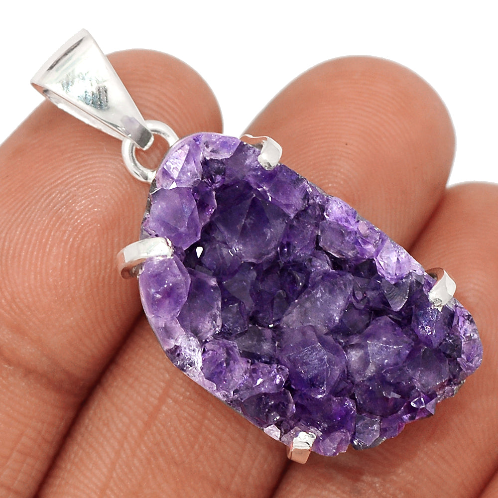 Sterling Silver Amethyst Druzy Pendant