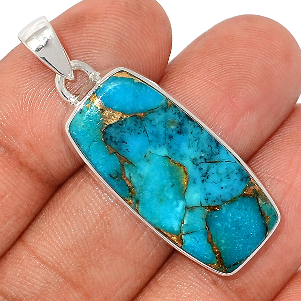 Sterling Silver Blue Copper Turqoise Pendant