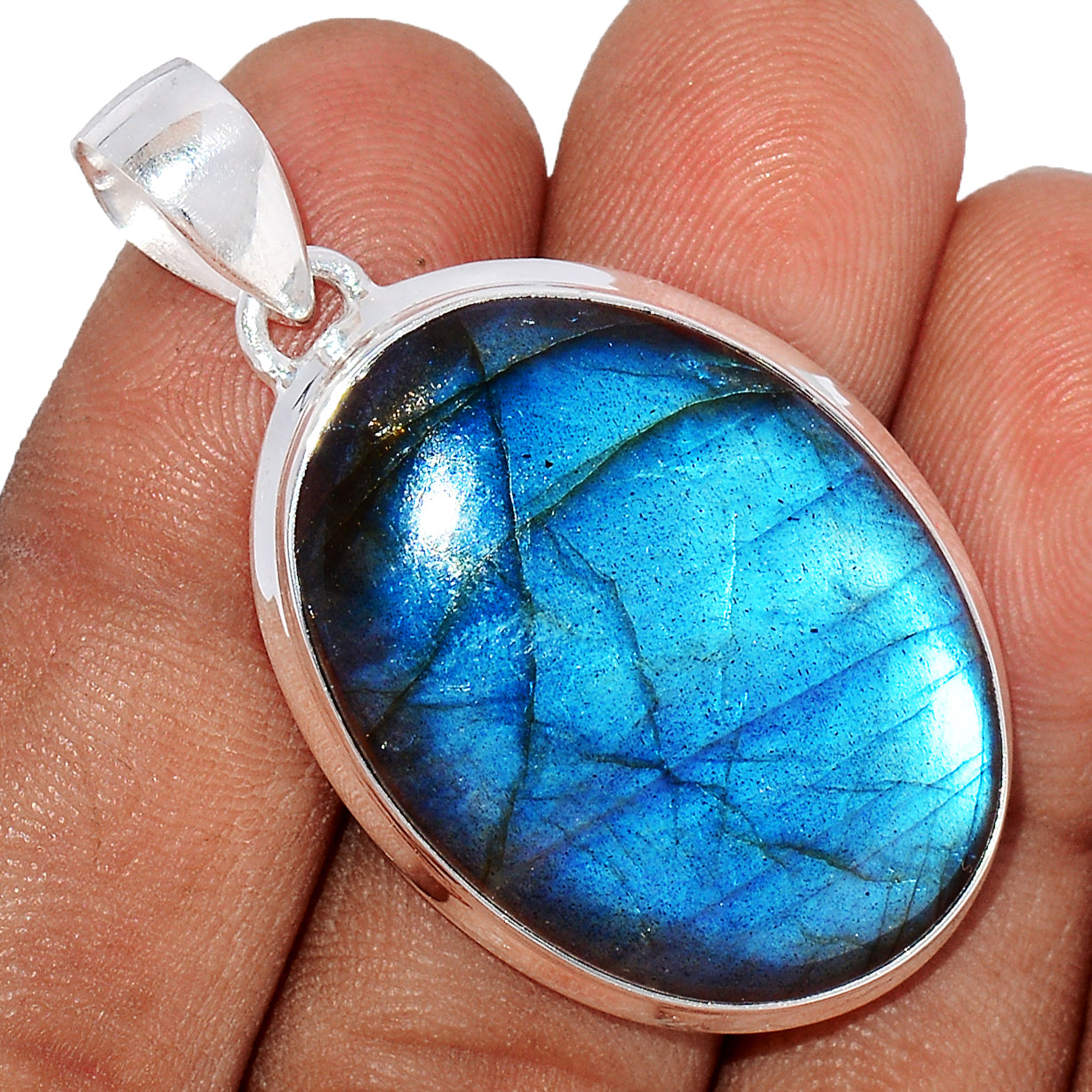 Sterling Silver Blue Fire Labradorite Pendant