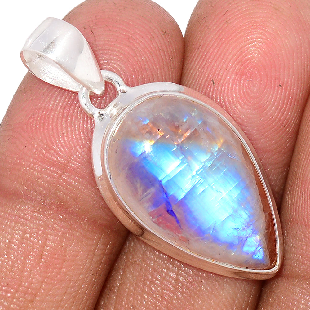 Rainbow Moonstone Sterling Silver Pendant