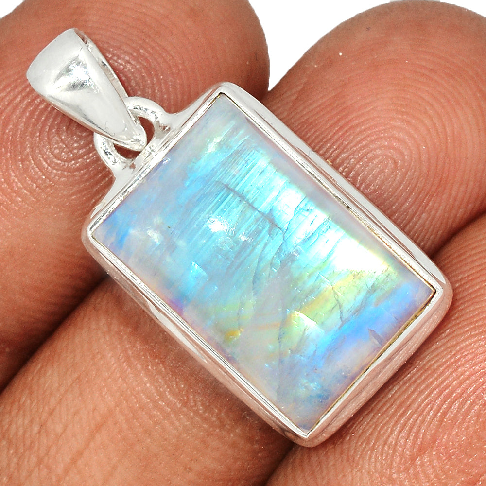 Sterling Silver Rainbow Moonstone Pendant