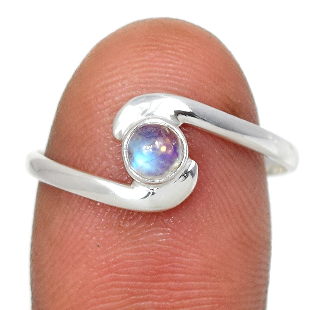 Sterling Silver Blue Fire Moonstone Ring
