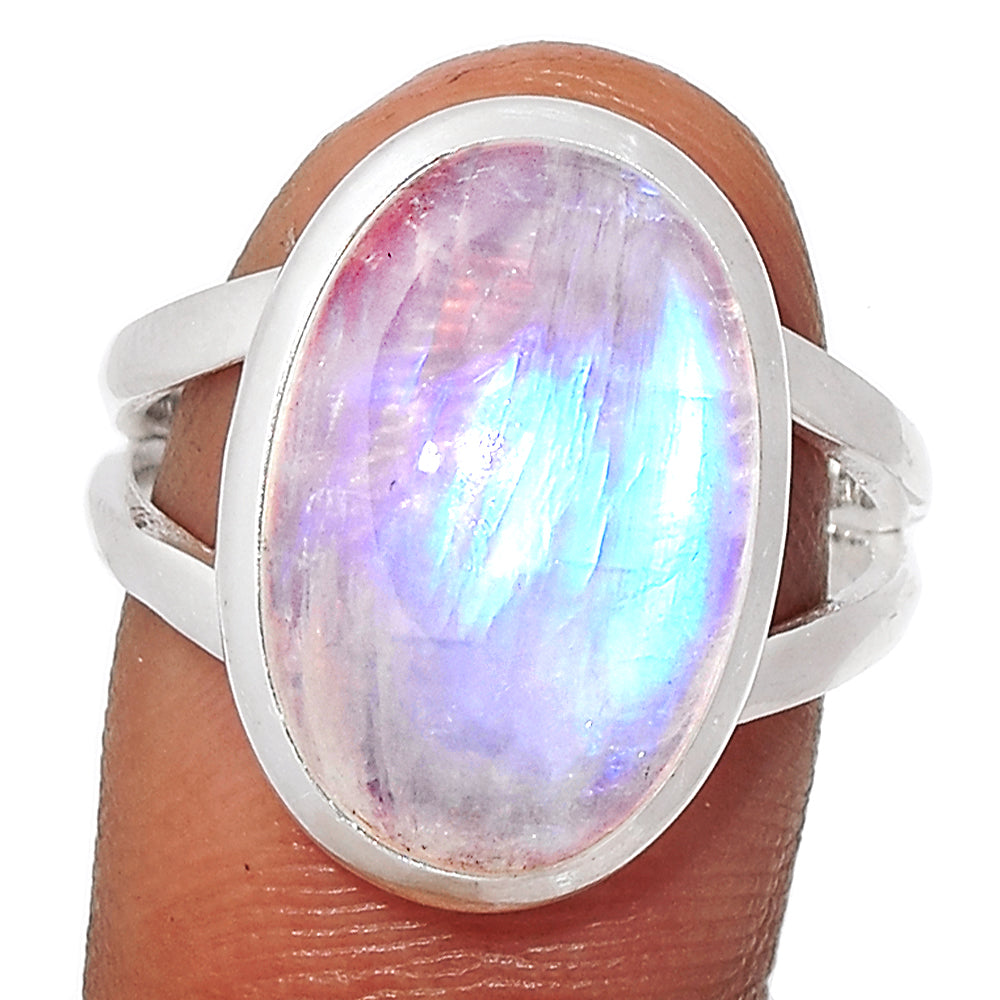 Sterling Silver Blue Fire Moonstone Ring