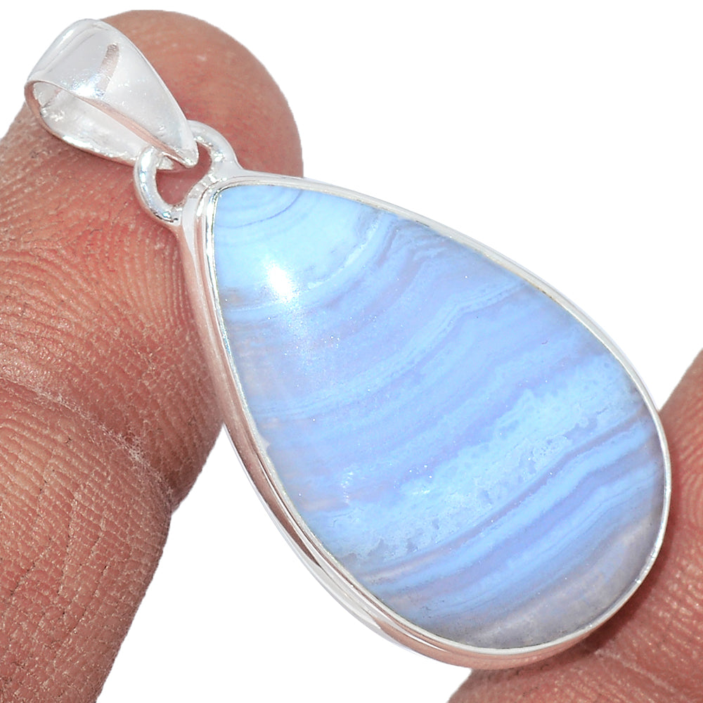 Sterling Silver Blue Lace Agate Pendant
