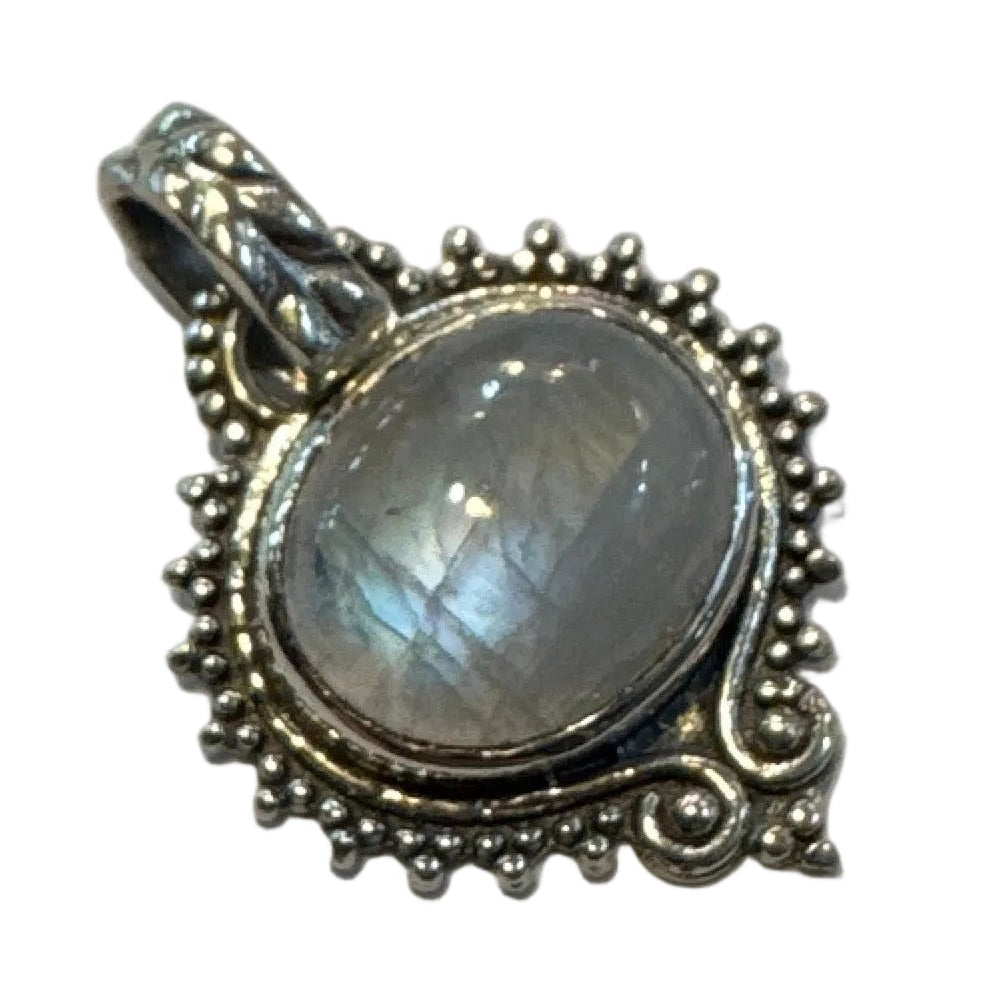 Rainbow Moonstone Sterling Silver Pendant