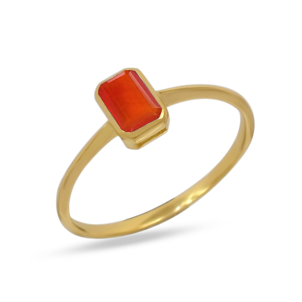 18k Gold Vermeil Faceted Carnelian Ring