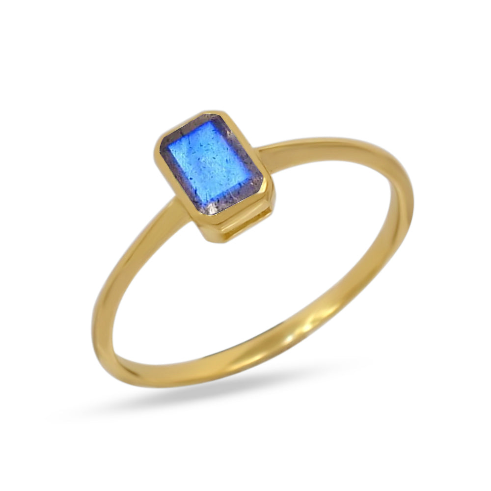 18k Gold Vermeil Faceted Labradorite Ring
