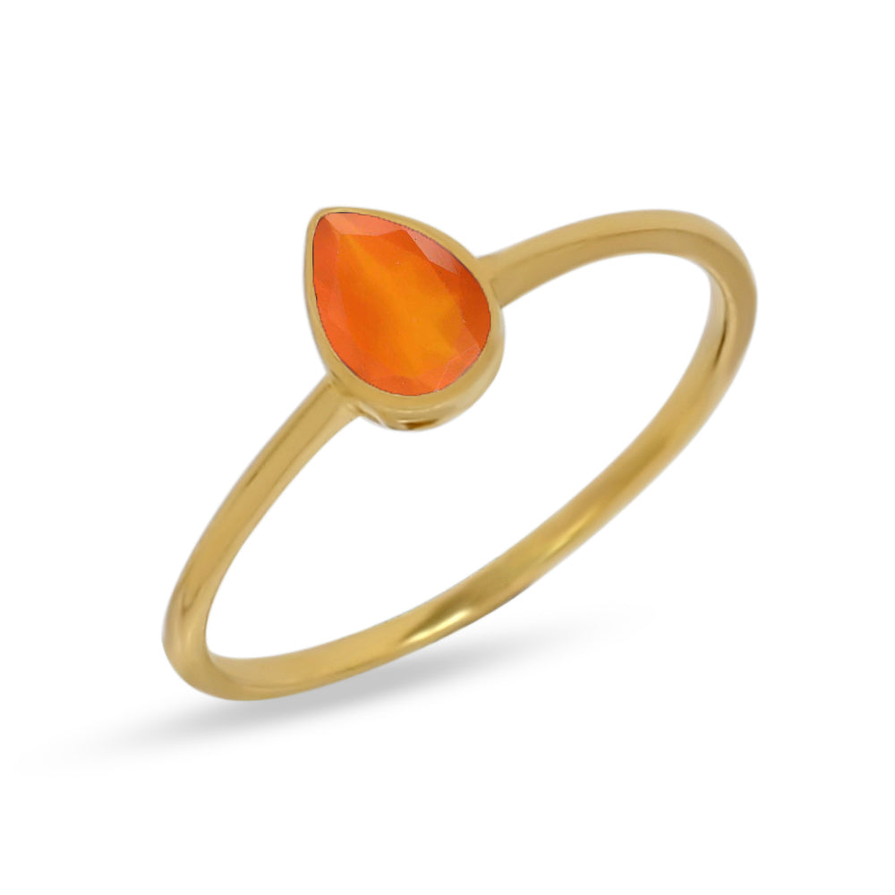 18k Gold Vermeil Faceted Carnelian Ring