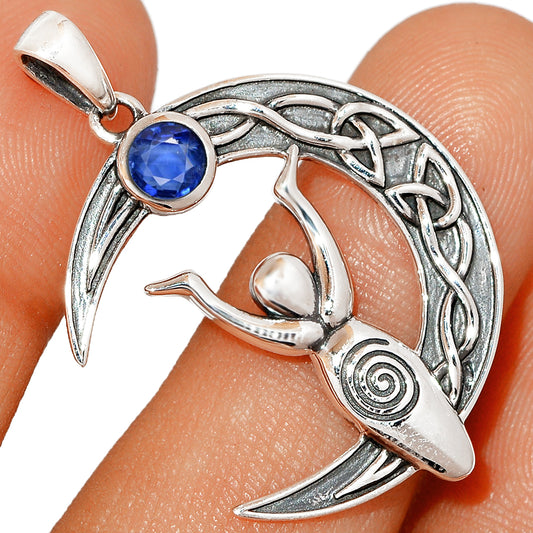 Sterling Silver Celtic Knotwork Goddess Kyanite Pendant