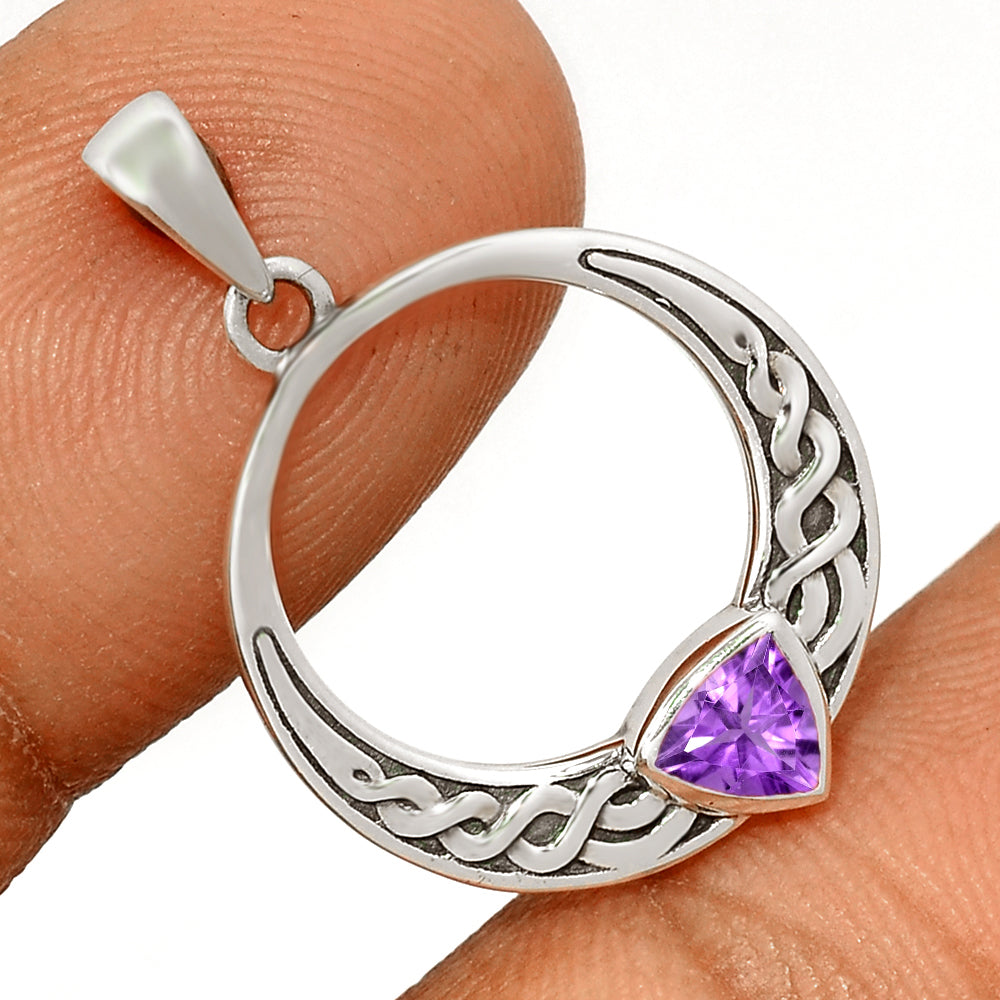 Celtic Knotwork Amethyst Sterling Silver Pendant