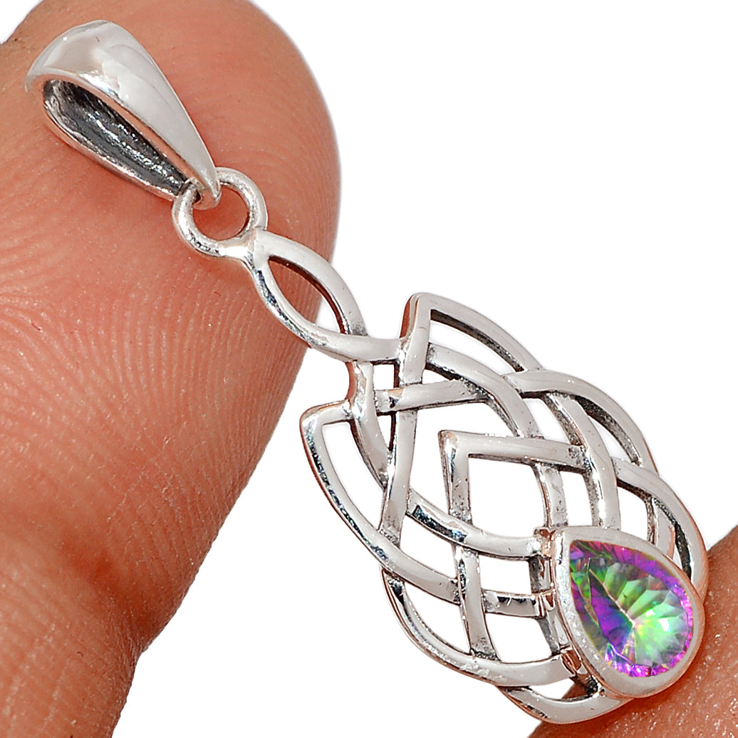 Sterling Silver Mystic Topaz Celtic Faceted Pendant