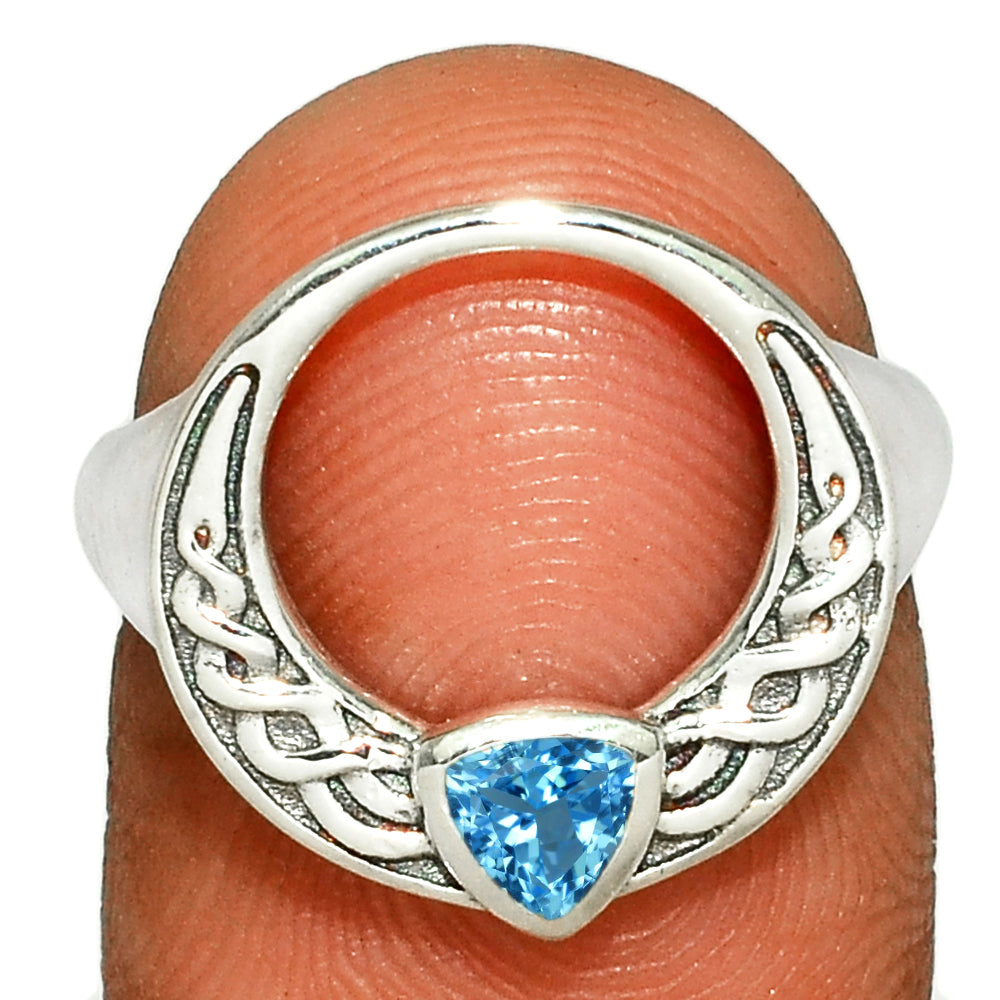 Sterling Silver Blue Topaz Celtic Ring