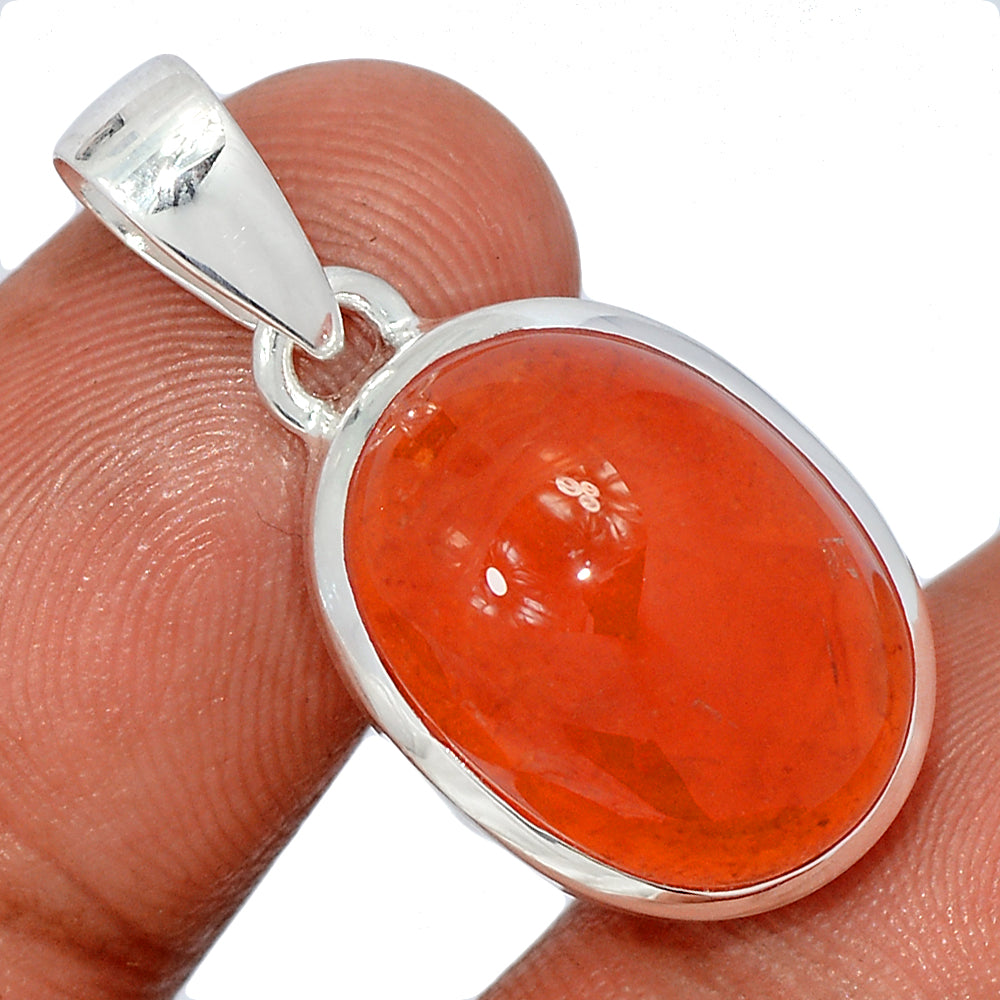 Sterling Silver Carnelian Oval Pendant