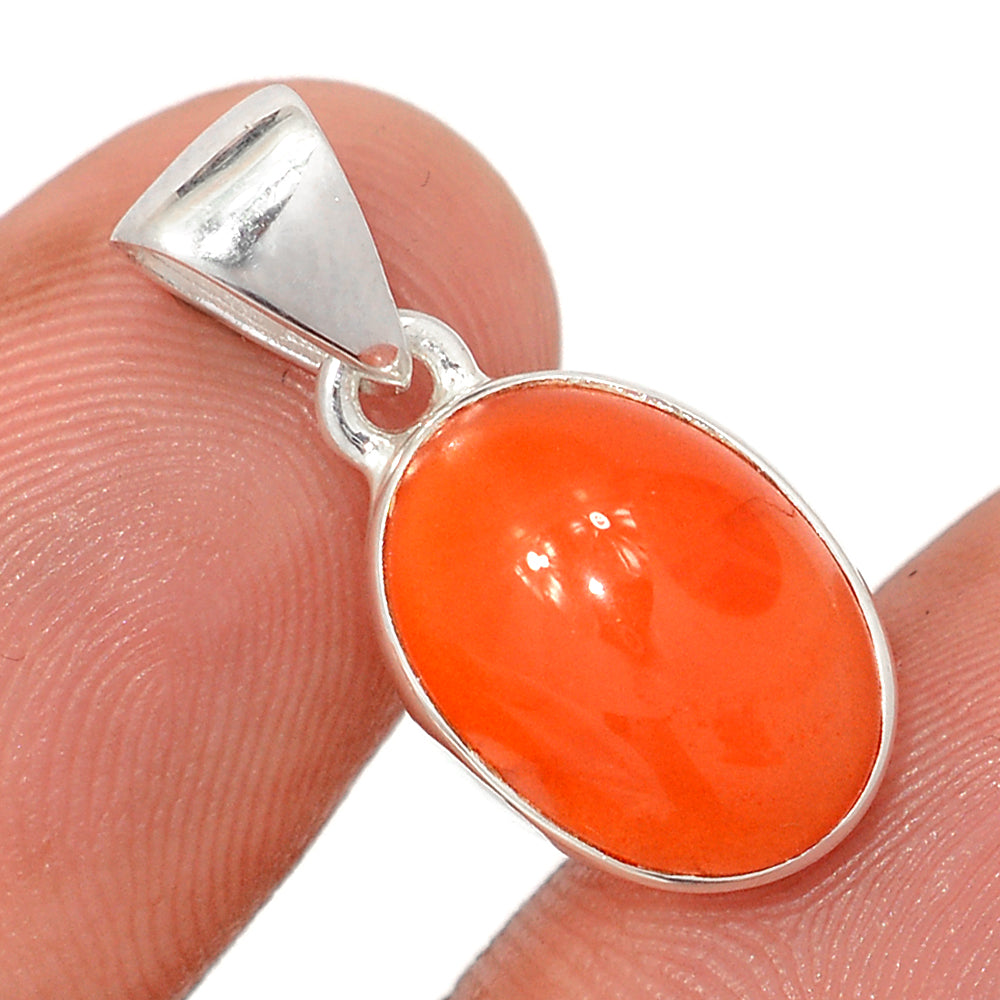 Sterling Silver Carnelian Oval Pendant