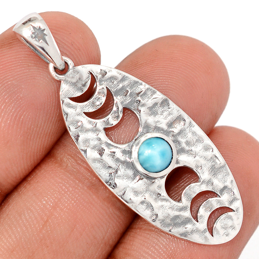 Sterling Silver Larimar Moon Phases Pendant