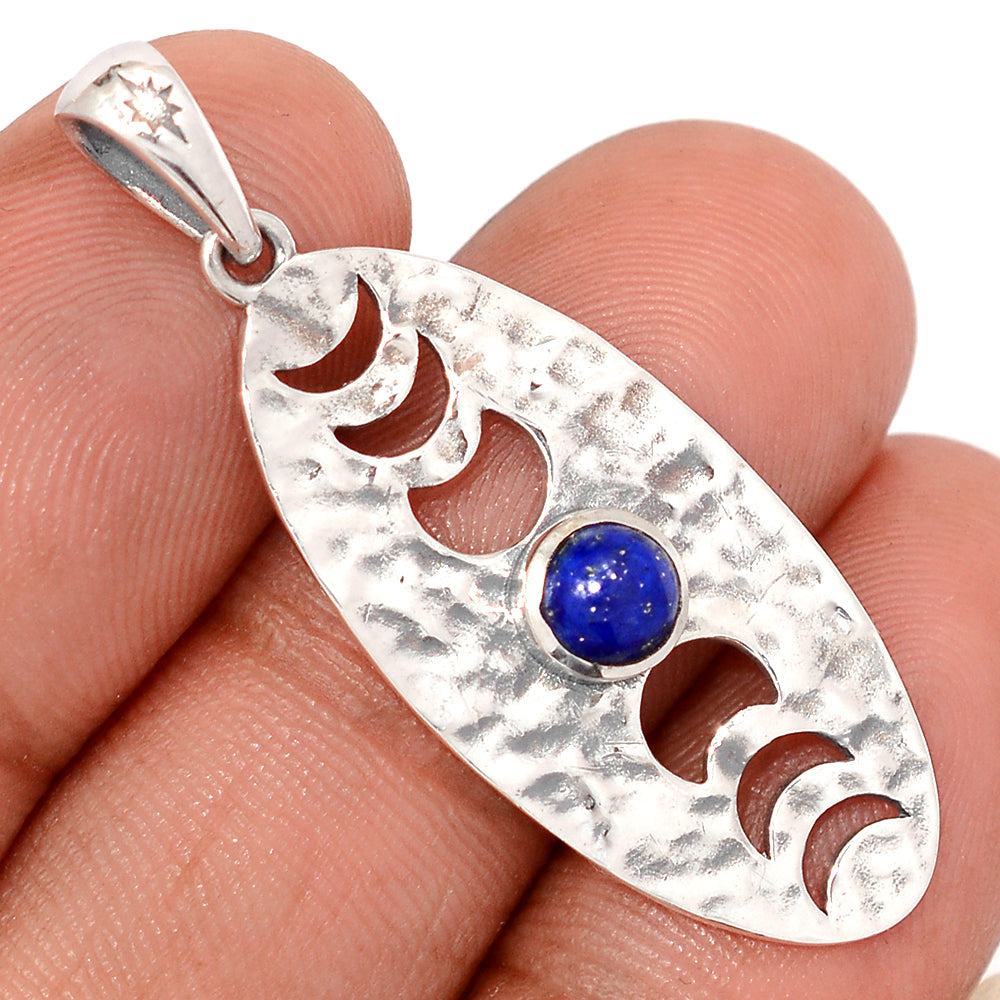 Sterling Silver Lapis Lazuli Moon Phases Pendant