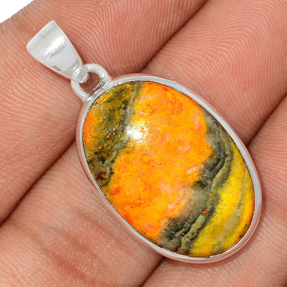 Sterling Silver Bumble Bee Jasper Pendant