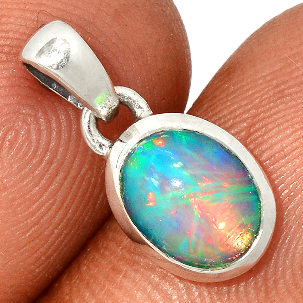 Sterling Silver Faceted Ethiopian Opal Pendant