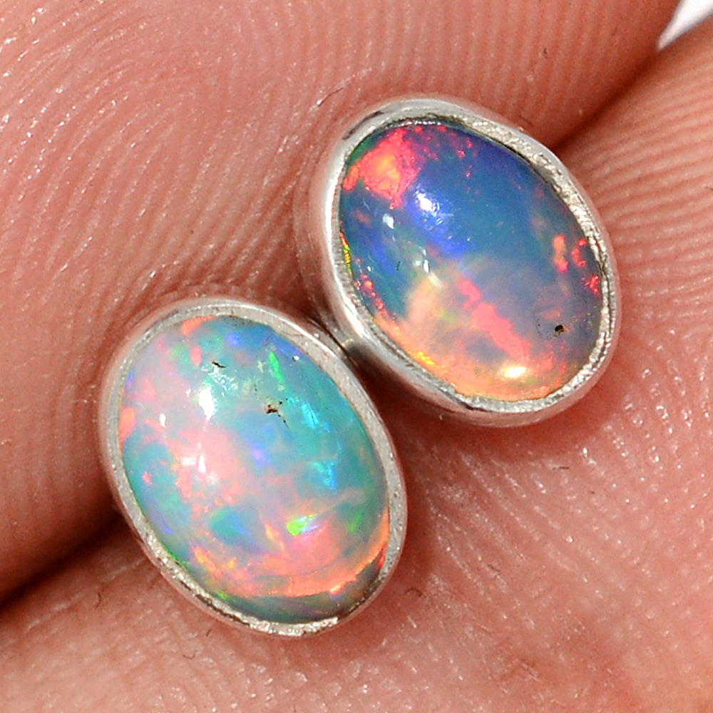 Sterling Silver Raw Ethiopian Opal Studs