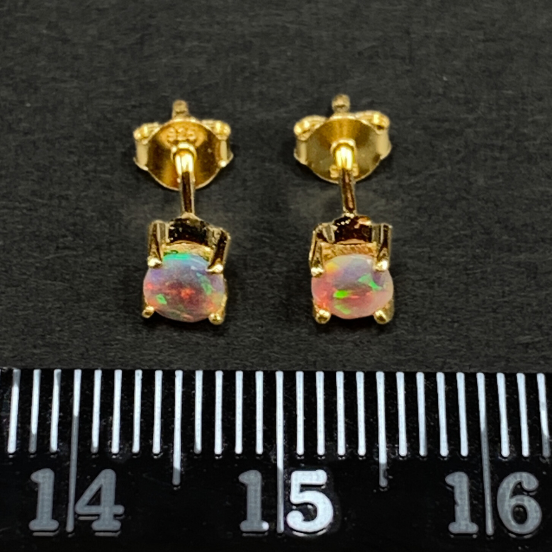 18k Gold Vermeil Black Opal Studs