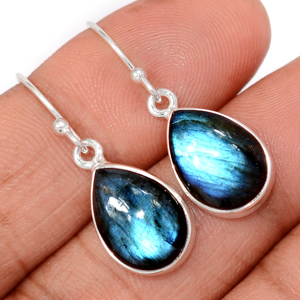 Sterling Silver Blue Fire Labradorite Earrings