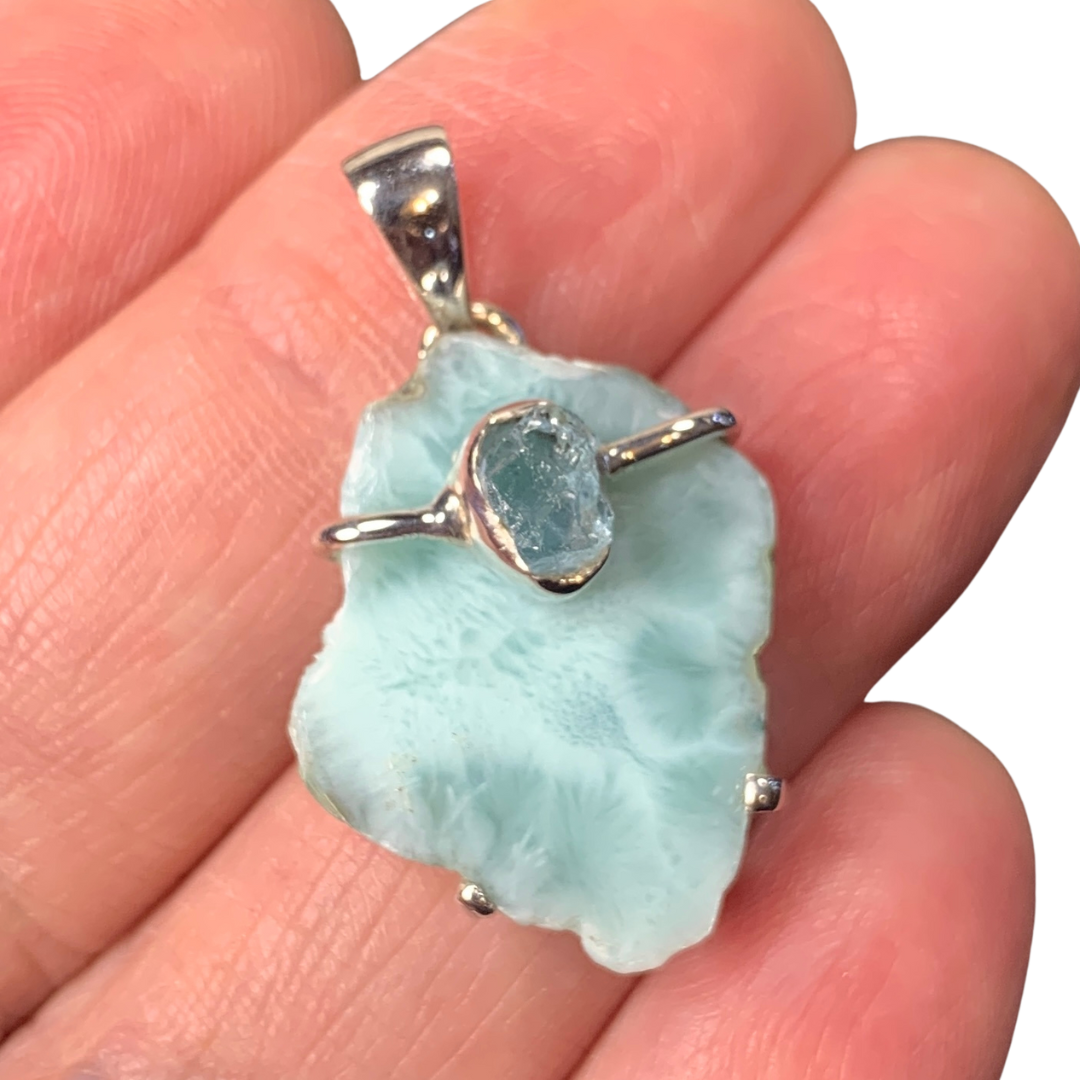 Sterling Silver Larimar & Aquamarine Pendant