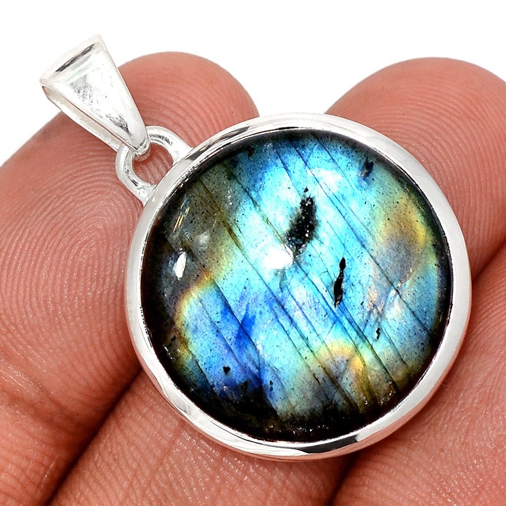 Sterling Silver Multi Fire Labradorite Pendant