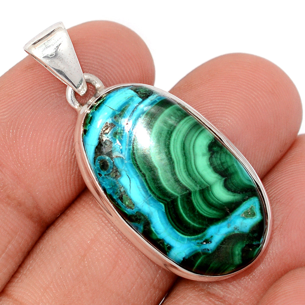 Sterling Silver Malachite in Chrysocolla Pendant