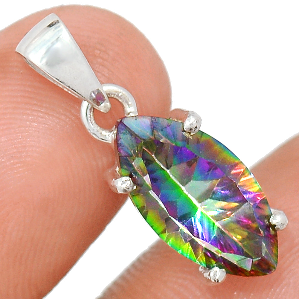 Sterling Silver Faceted Mystic Topaz Pendant