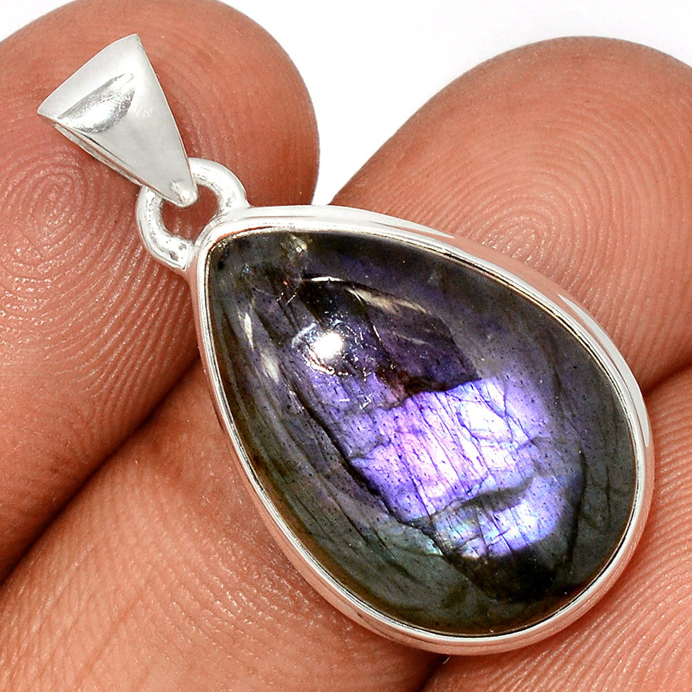 Sterling Silver Purple Fire Labradorite Pendant