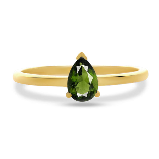 18k Gold Vermeil Moldavite Ring