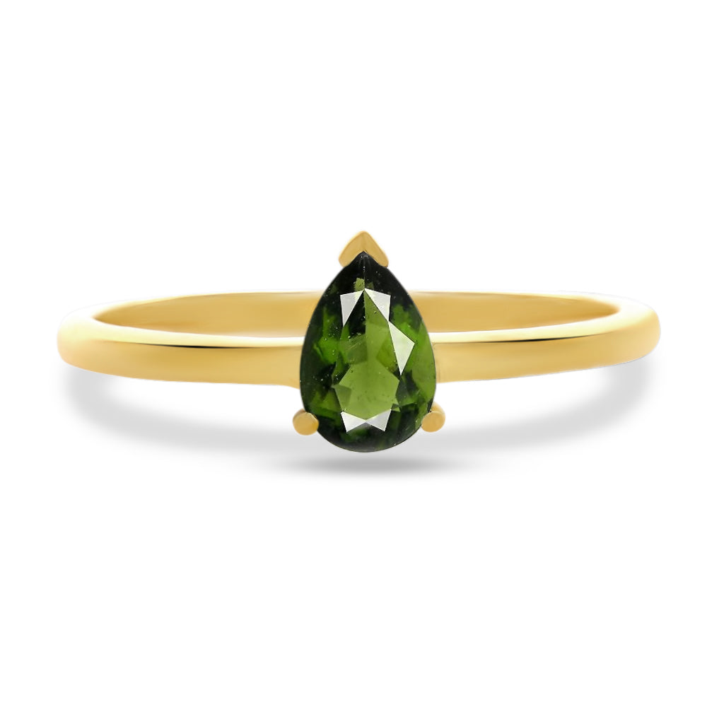 18k Gold Vermeil Moldavite Ring
