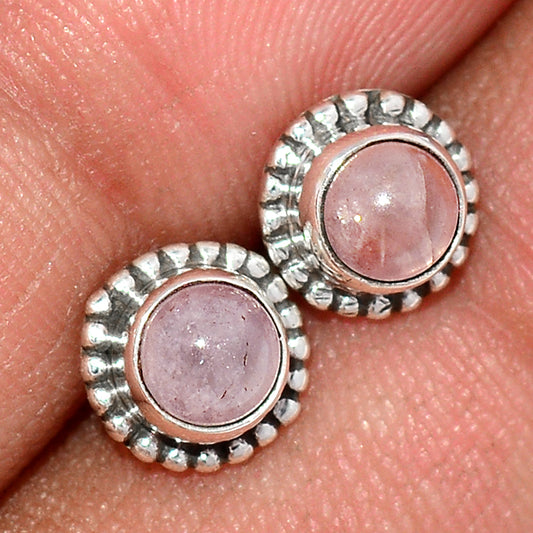 Sterling Silver Rose Quartz Stud Earrings