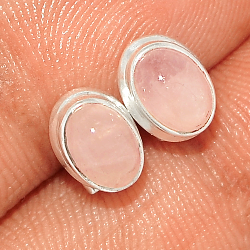 Sterling Silver Rose Quartz Stud Earrings